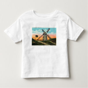 Camiseta Infantil Vista de um moinho de vento velho