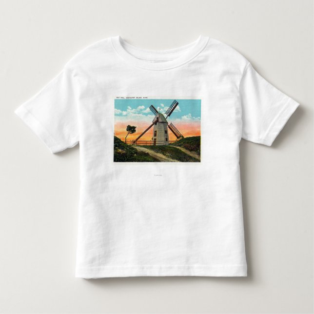 Camiseta Infantil Vista de um moinho de vento velho (Frente)