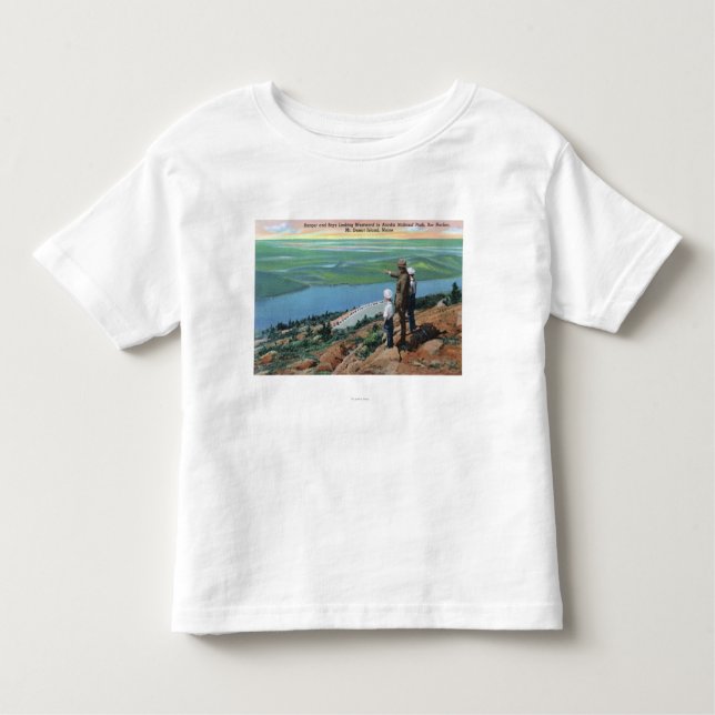 Camiseta Infantil Vista de um Park Ranger e Boys Olhando para o Oest (Frente)