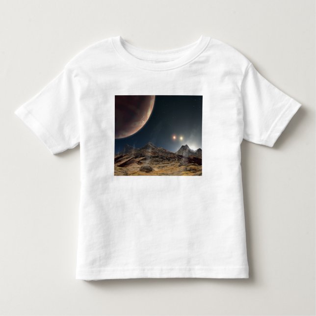Camiseta Infantil Vista de uma lua hipotética em órbita (Frente)