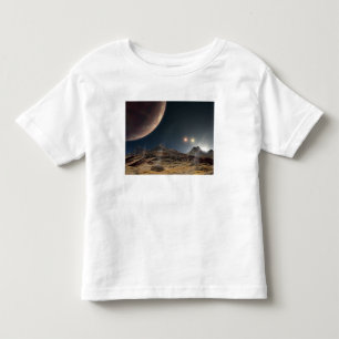 Camiseta Infantil Vista de uma lua hipotética na órbita