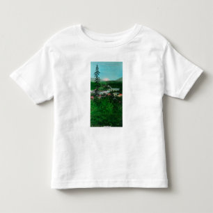 Camiseta Infantil Vista distante do pico e da cidade da geleira