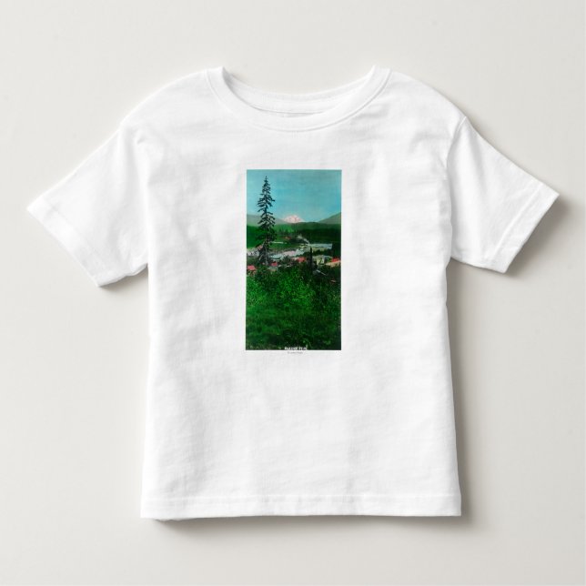 Camiseta Infantil Vista distante do pico e da cidade da geleira (Frente)