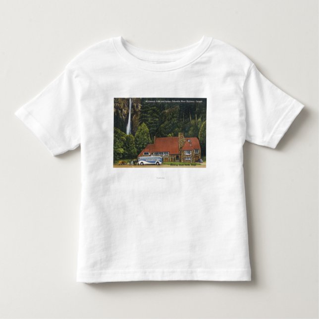 Camiseta Infantil Vista do alojamento das quedas de Multnomah (Frente)