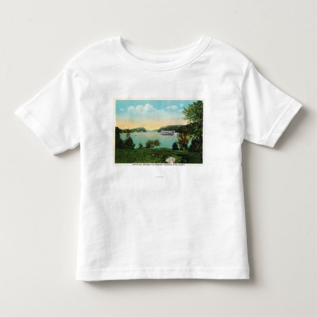 Camiseta Infantil Vista do barco de Boston que entra nos estreitos (Frente)