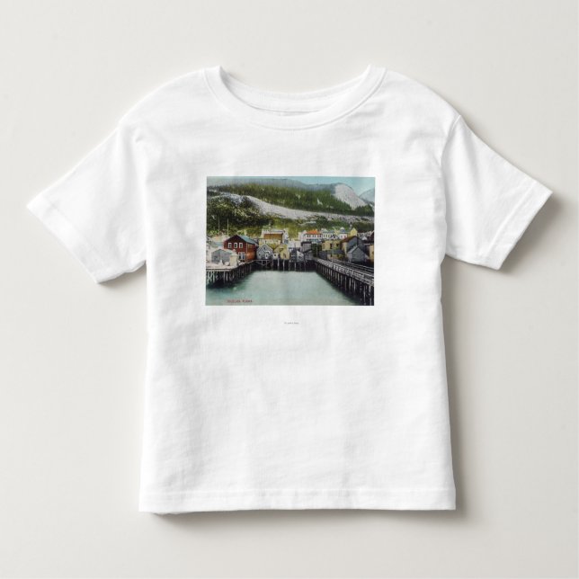 Camiseta Infantil Vista do beira-rio & do TownDouglass, AK (Frente)