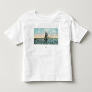 Camiseta Infantil Vista do farol da ilha do benefício fora de York