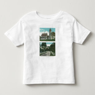 Camiseta Infantil Vista do farol de Champlain do lago