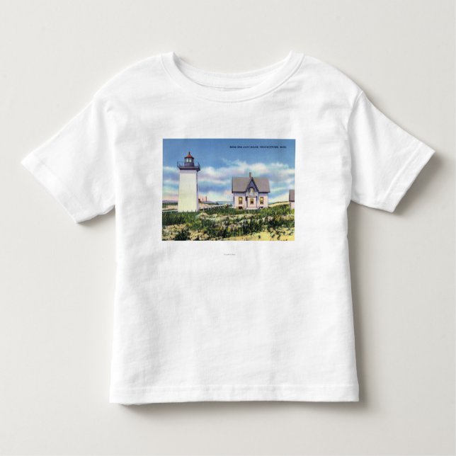 Camiseta Infantil Vista do farol de madeira da extremidade (Frente)