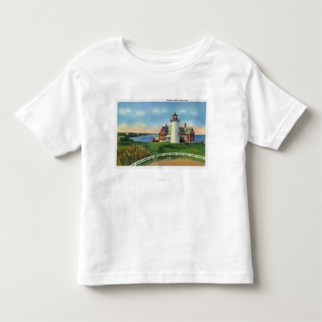 Camiseta Infantil Vista do farol de Nobska, furo das madeiras (Frente)