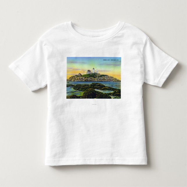 Camiseta Infantil Vista do farol do Nubble na praia de York (Frente)