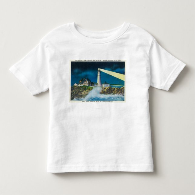 Camiseta Infantil Vista do farol principal de Portland na baía de (Frente)