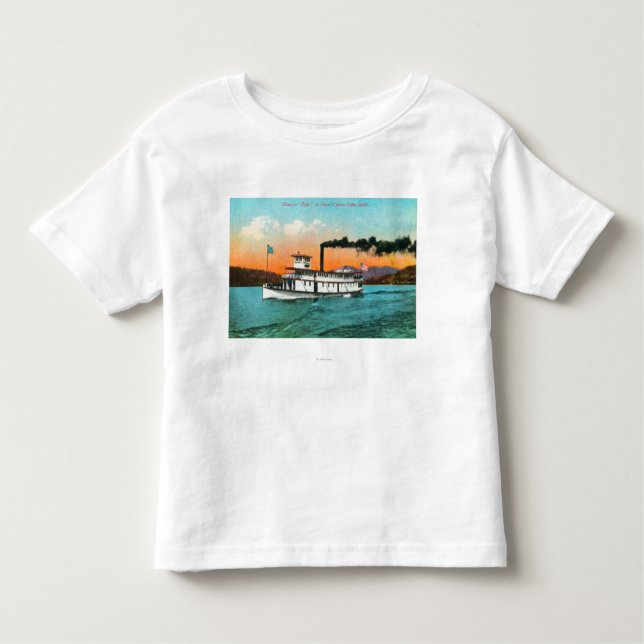 Camiseta Infantil Vista do insecto do navio a vapor no lago (Frente)