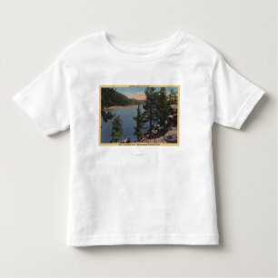 Camiseta Infantil Vista do lago através dos pinhos