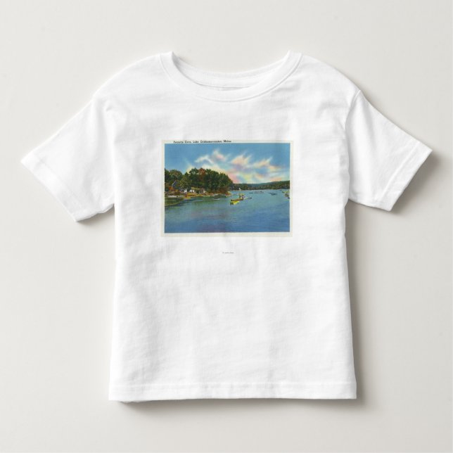 Camiseta Infantil Vista do lago Cobbosseecontee na angra de Pernette (Frente)