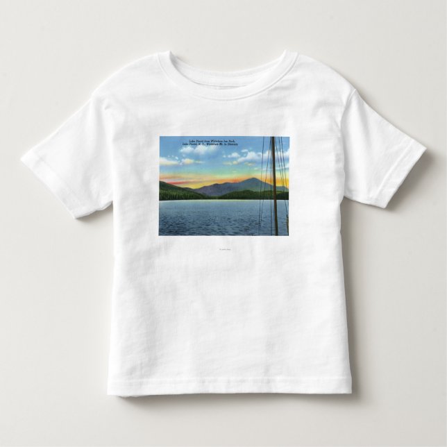 Camiseta Infantil Vista do lago da doca da pensão de Whiteface (Frente)