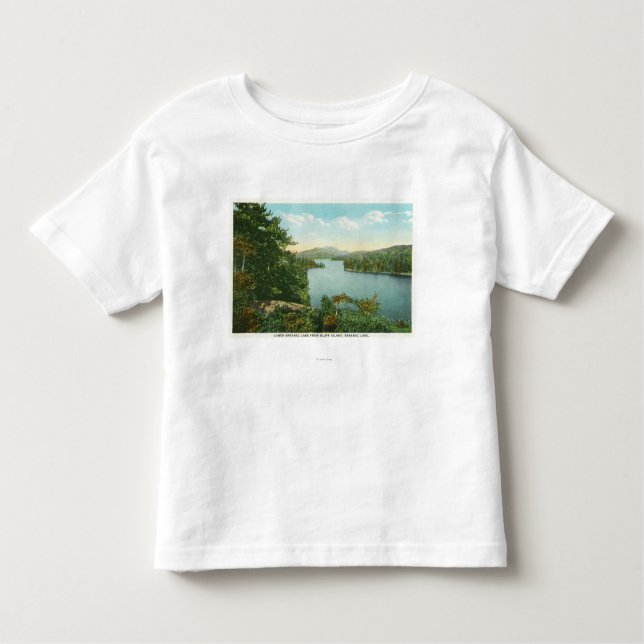 Camiseta Infantil Vista do mais baixo lago Saranac da ilha do blefe (Frente)