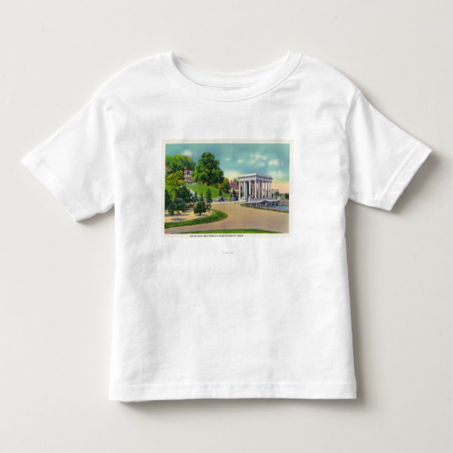 Camiseta Infantil Vista do monte de Coles e do Portico de Plymouth (Frente)