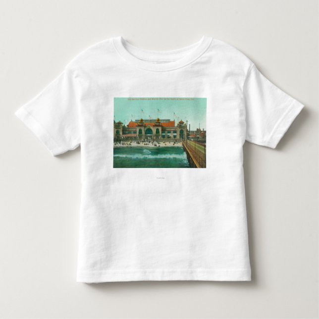 Camiseta Infantil Vista do pavilhão de banho e do cais elétrico (Frente)