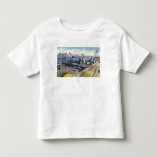 Camiseta Infantil Vista do porto de Albany, SS Iroquois dentro