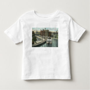 Camiseta Infantil Vista dos barcos de canal que vão sobre o aqueduto