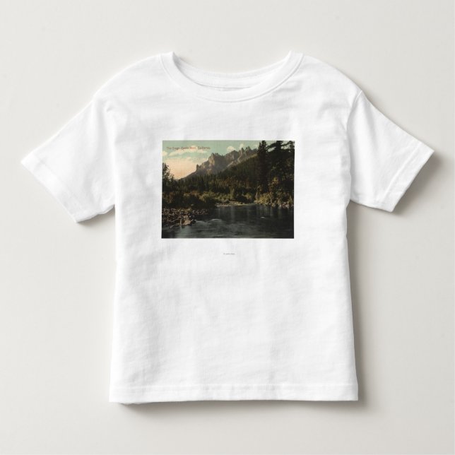 Camiseta Infantil Vista dos Crags, rocha do castelo (Frente)