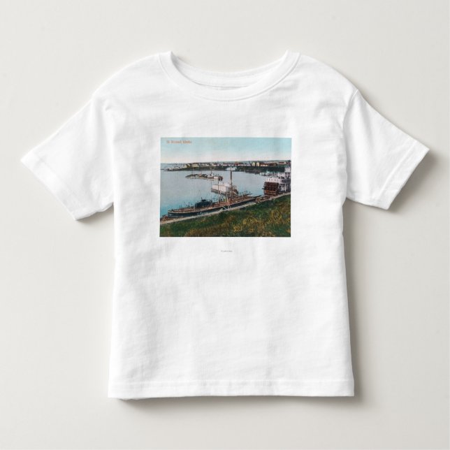 Camiseta Infantil Vista dos navios no DockSt. Michael, AK (Frente)