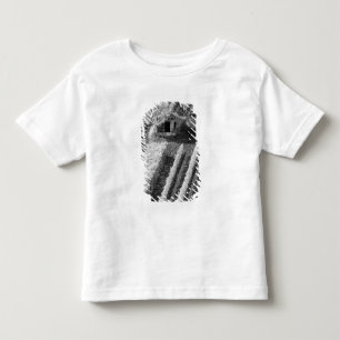 Camiseta Infantil Vista em preto e branco de pequeno celeiro de pedr