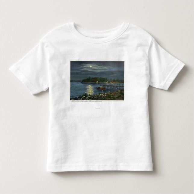 Camiseta Infantil Vista enluarada do lago, aterragem do barco & (Frente)