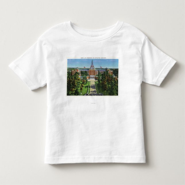 Camiseta Infantil Vista exterior da construção do seguro de vida de (Frente)