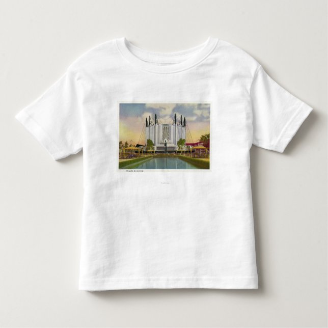 Camiseta Infantil Vista exterior da construção do viagem (Frente)