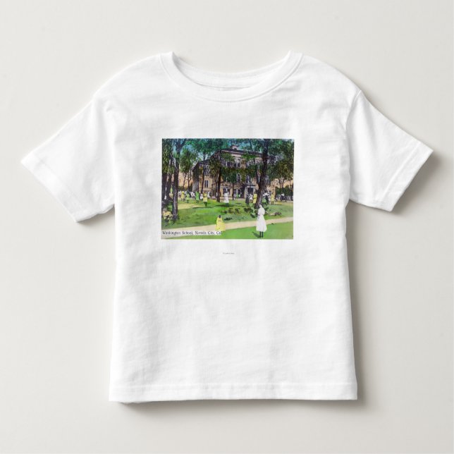 Camiseta Infantil Vista exterior da escola de Washington (Frente)