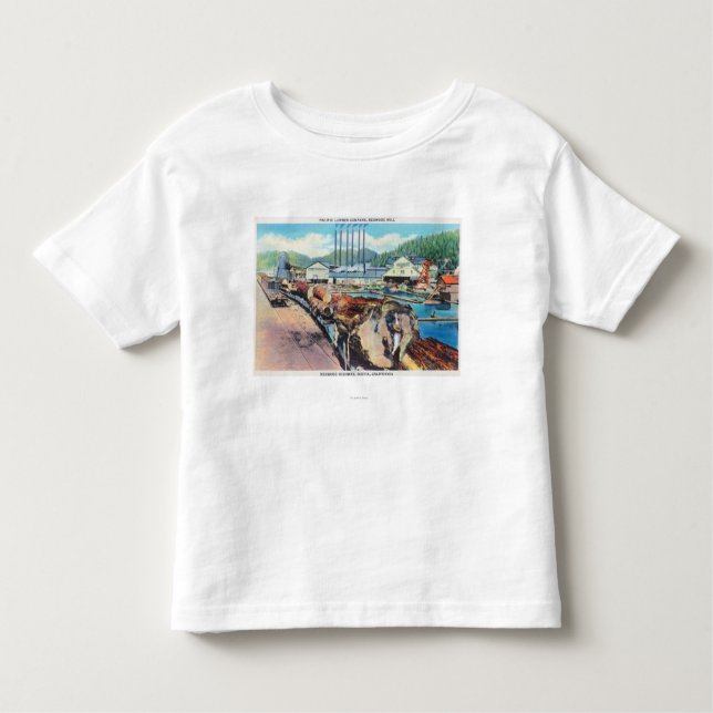 Camiseta Infantil Vista exterior da madeira serrada pacífica Co, (Frente)
