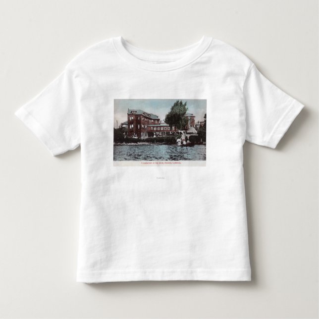 Camiseta Infantil Vista exterior de um Sanitarium na costa da baía (Frente)