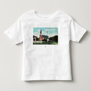 Camiseta Infantil Vista exterior de uma igreja Católica