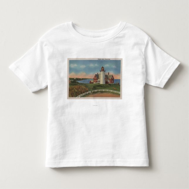 Camiseta Infantil Vista exterior do farol de Nobska (Frente)
