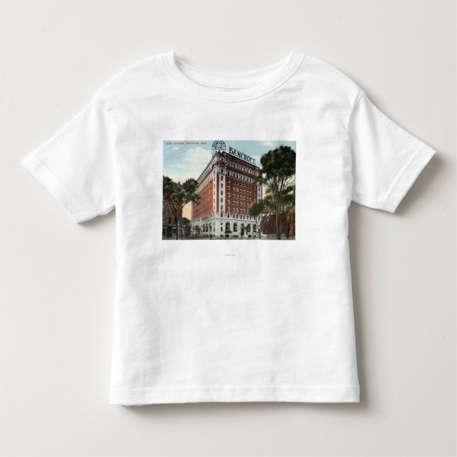 Camiseta Infantil Vista exterior do hotel Bancroft (Frente)