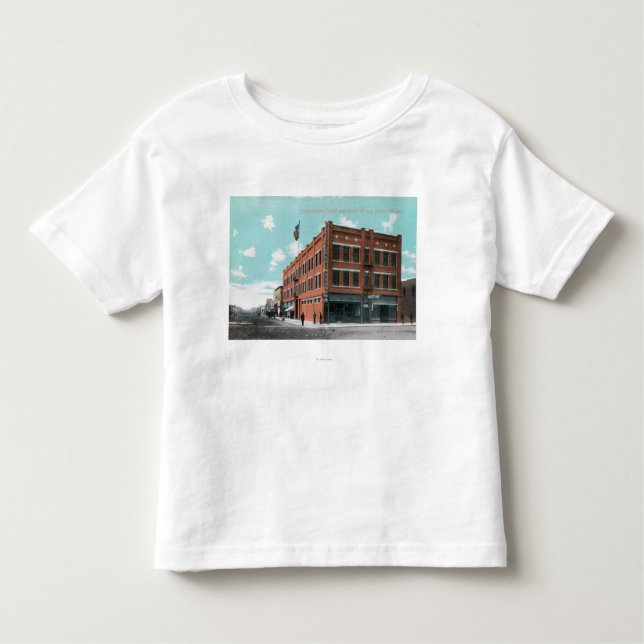 Camiseta Infantil Vista exterior do hotel de Cunningham na rua de (Frente)