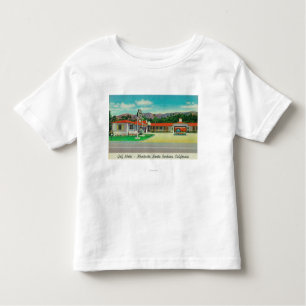 Camiseta Infantil Vista exterior do motel do golfe, Montecito