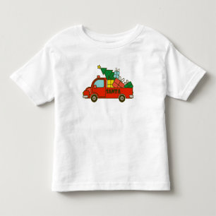 Camiseta Infantil Vista lateral do caminhão de papais noeis Feliz Na