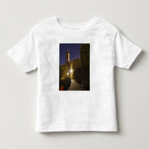 Camiseta Infantil Vista noturna da igreja ao entardecer, Pienza, It