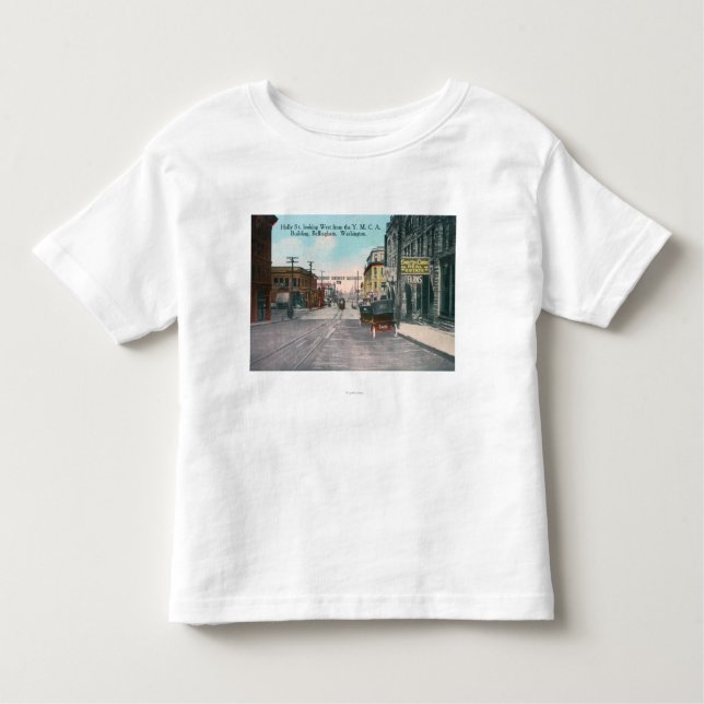 Camiseta Infantil Vista ocidental da rua do azevinho de YMCA Bldg (Frente)