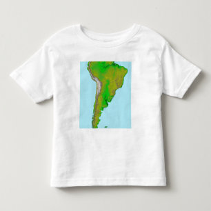 Camiseta Infantil Vista topográfica de Ámérica do Sul
