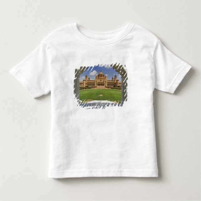 Camiseta Infantil Vista traseira do hotel Umaid Bhawan Palace, Jodjp (Frente)