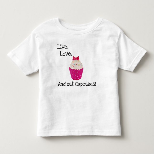 CAMISETA INFANTIL VIVA, AMOR E COMA CUPCAKES! (Frente)