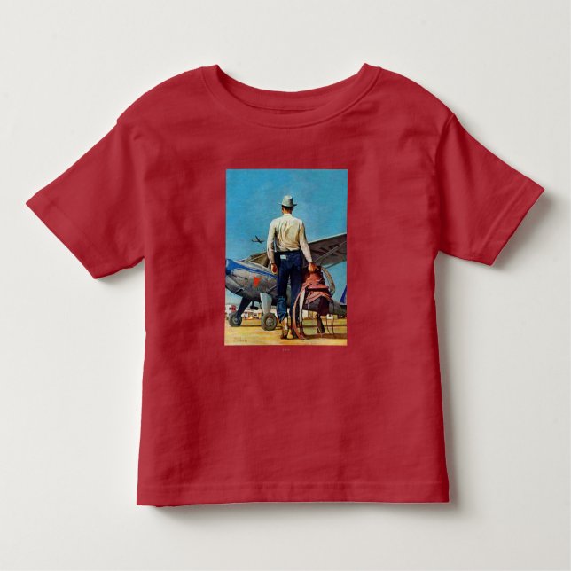 Camiseta Infantil Voando Cowboy por Mead Schaeffer (Frente)