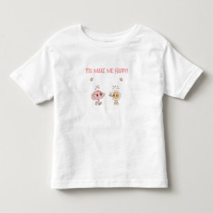 Camiseta Infantil Você Me Faz Feliz! Cérebro Feliz e Flor