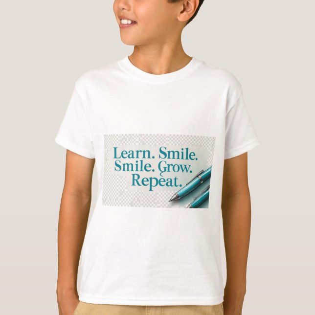 Camiseta Infantil Volta às Aulas – Aprenda. Sorria (Frente)