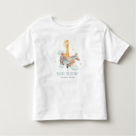 Camiseta Infantil Voo Azul Bonito Sobre Avião Animal Giraffe Anivers