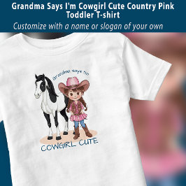 Camiseta Infantil Vovó Diz que Sou Caubói Fofo País Rosa